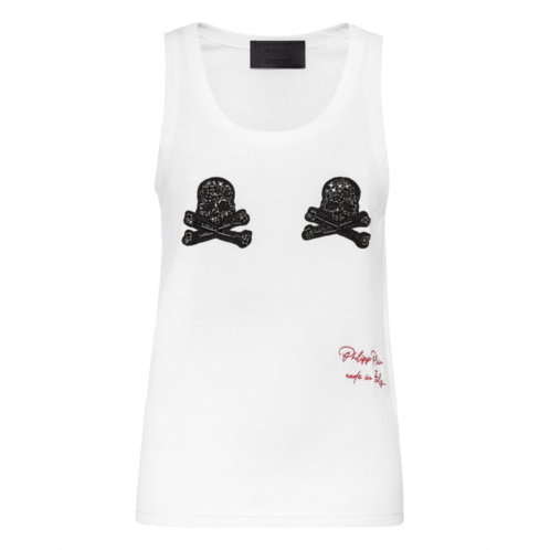 PHILIPP PLEIN tank top crystal skull with crystals