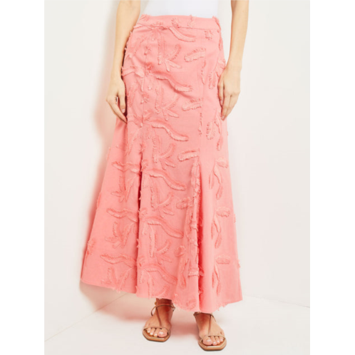 Misook maxi trumpet skirt - fringe applique cotton