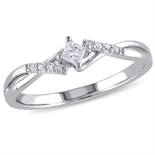 Mimi & Max 1/7ct tw princess cut diamond engagement ring 10k white gold