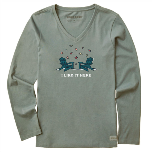 LIFE IS GOOD mens adirondacks i like it here fall shirt in moss green