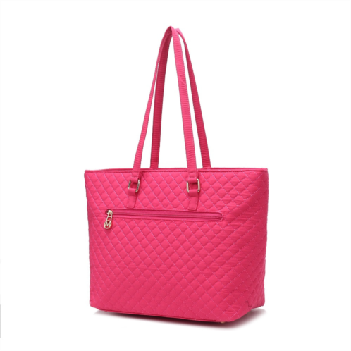 MKF Collection By Mia K. hallie solid quilted cotton womens tote bag by mia k.