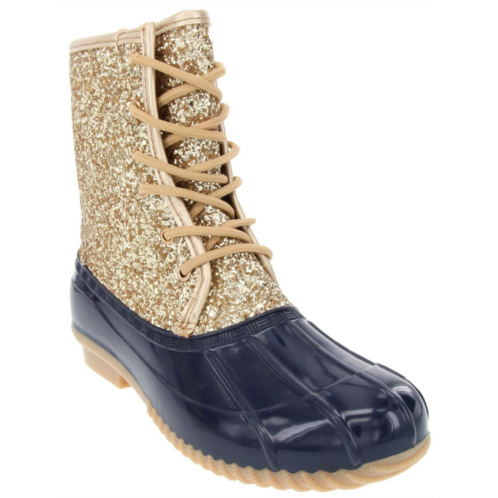 Sugar skipper womens glitter fleece-lined combat & lace-up boots