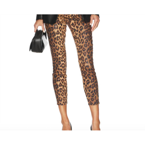 L margot coated jeans in dark brown/ cheetah coated