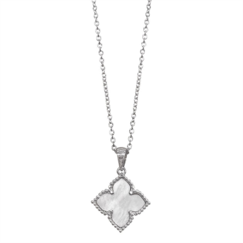 Adornia flower mother of pearl necklace silver white