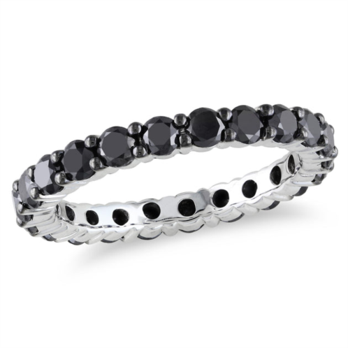 Mimi & Max 2ct tw black diamond eternity ring in 14k white gold with black rhodium