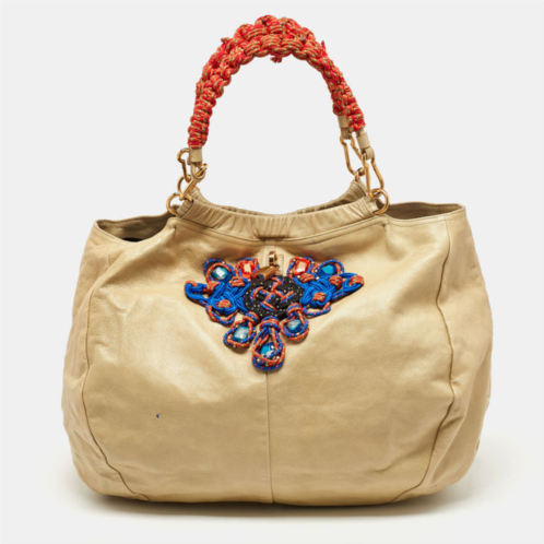 Marc Jacobs cream leather embellished hobo