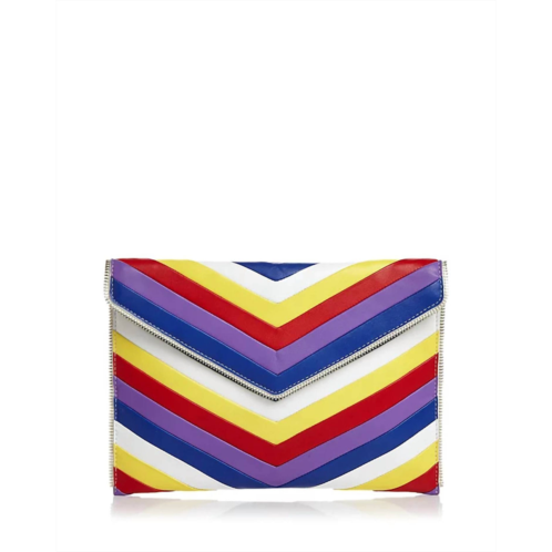 REBECCA MINKOFF chevron quilted leo leather clutch in rainbow