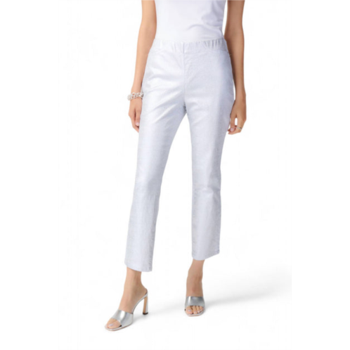 Joseph Ribkoff croc skin textured pants in white/silver