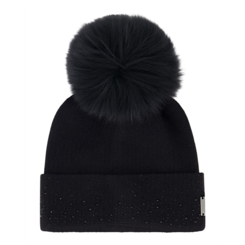 Gorski knit hat with fox pompom