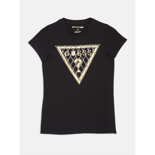 Guess Factory rhinestone chain mesh logo tee (7-14)