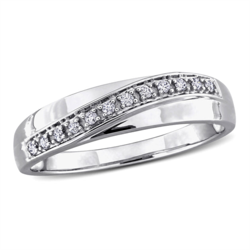 Mimi & Max 1/10ct tw mens crossover diamond wedding band in 10k white gold