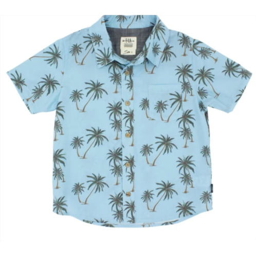 Feather 4 arrow boys wavy palm button down in crystal blue