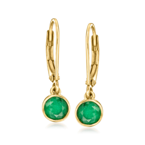 Ross-Simons bezel-set emerald drop earrings in 18kt gold over sterling