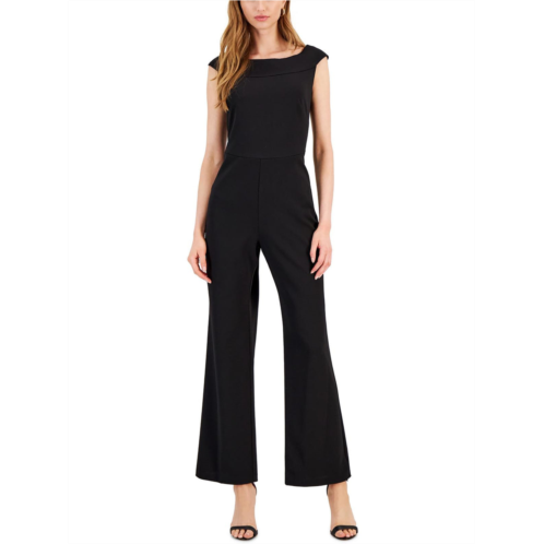 Connected Apparel womens crepe boatneck jumpsuit