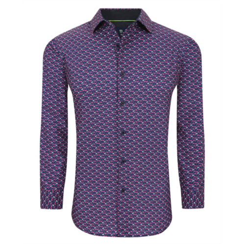 Tom Baine slim fit performance long sleeve printed button down