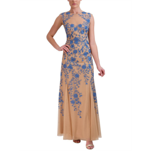 BCBGMAXAZRIA womens embroidered floral evening dress