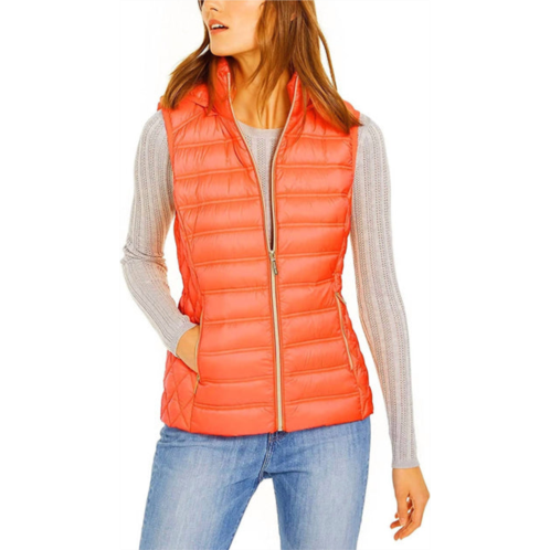 MICHAEL KORS down puffer vest jacket with removable hood in orange