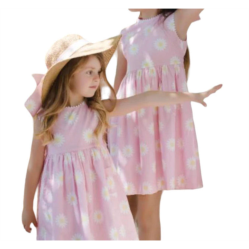 Sal & pimenta girls daisies dress in pink