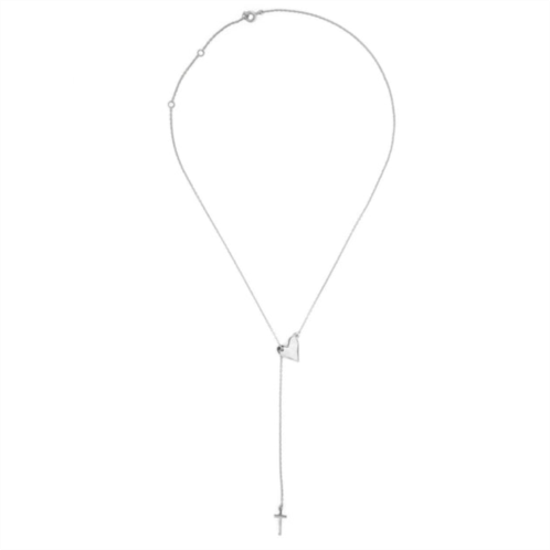 Adornia silver plated heart and cross adjustable lariat necklace