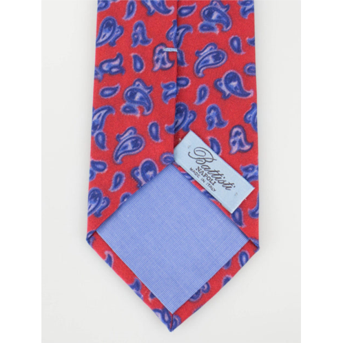 Battisti Napoli red with paisley pattern 100% silk neck tie