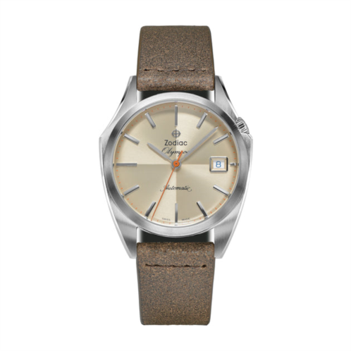 Zodiac mens dress olympos automatic leather watch