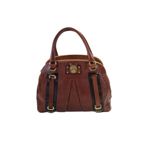 Marc Jacobs womens double handle top zip medium shoulder handbag brown leather