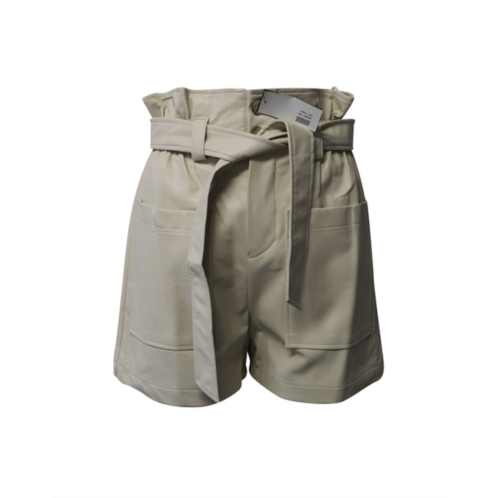 The Frankie Shop frankie shop alex paperbag shorts in cream polyurethane