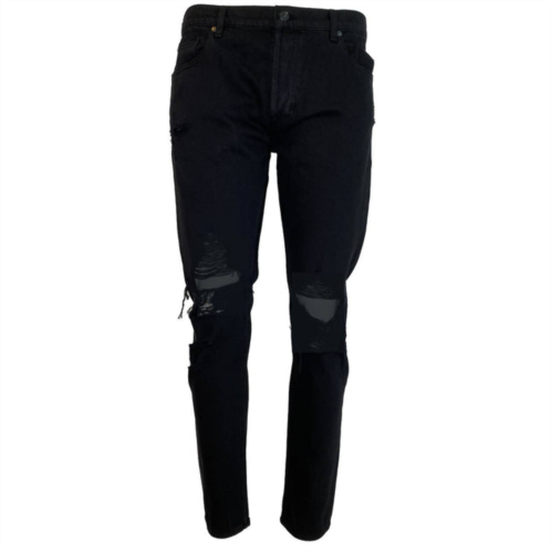 7 For All Mankind mens skinny paxtyn destroyed jeans in black destroy