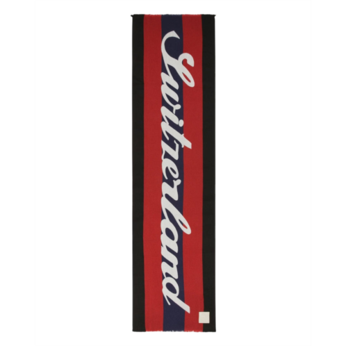 Bally 6302880 wool jacquard scarf in red & navy