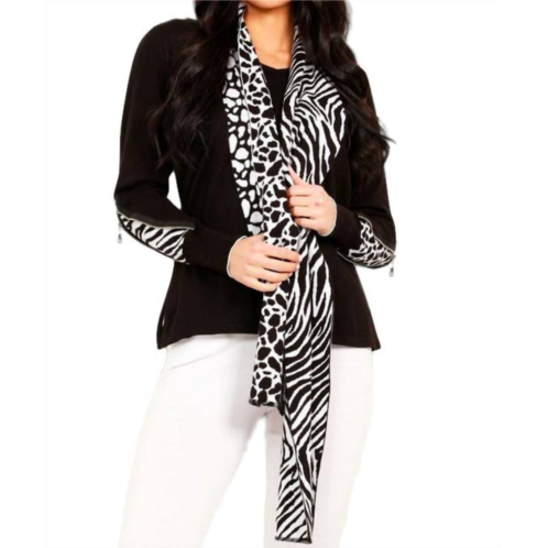 Angel Apparel animal print v-neck with scarf in black/white