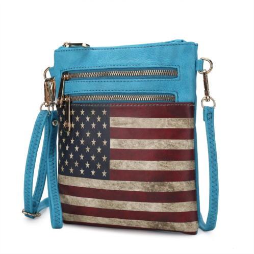 MKF Collection By Mia K. genesis printed flag vegan leather womens crossbody bag