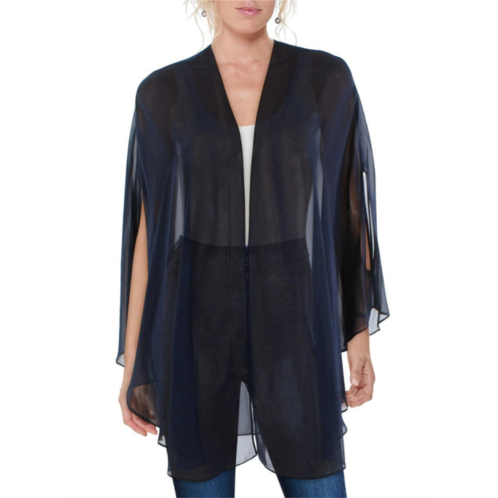 SLNY womens chiffon sheer duster blazer