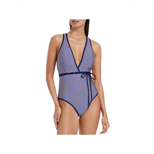 Jets amoudi plunge 1pc womens printed nylon one-piece swimsuit