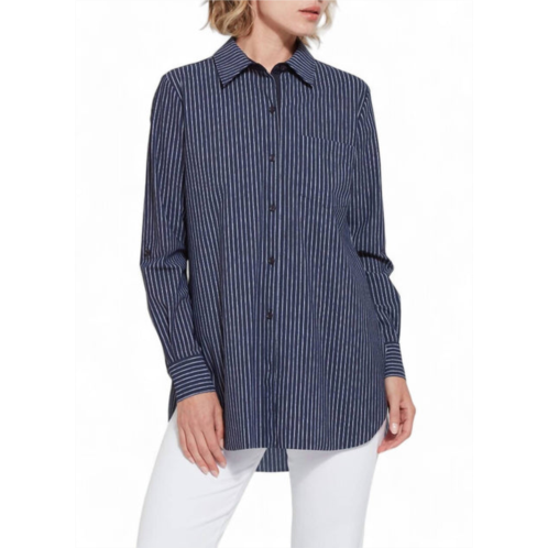 Lysse fashion schiffer button down shirt in oxford pinstripe