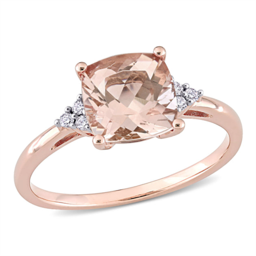 Mimi & Max 2ct tgw cushion-cut morganite and diamond accent engagement ring in 14k rose gold