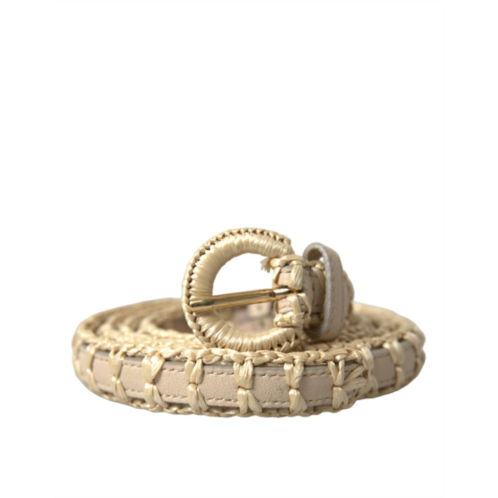 Dolce & Gabbana raffia leather metal buckle womens belt