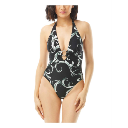 Carmen Marc Valvo womens printed v-neck one-piece swimsuit