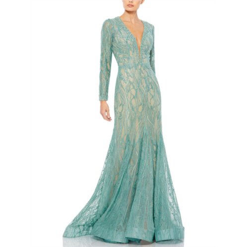 Mac Duggal womens lace embellished evening dress