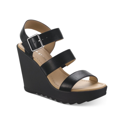 Sun + Stone siennaa womens faux leather strappy wedge heels