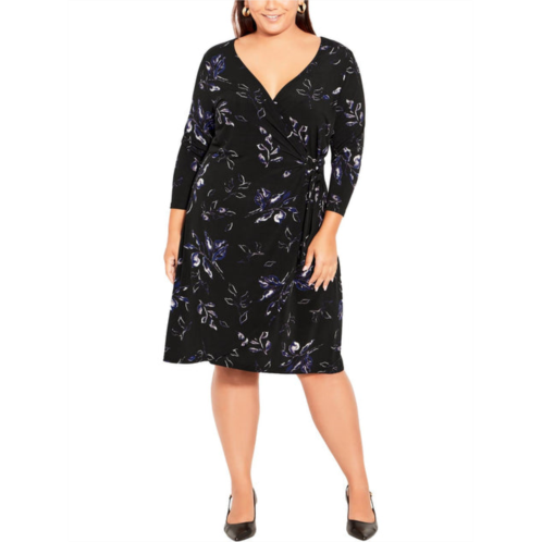 Avenue plus womens knee length floral wrap dress