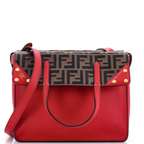 Fendi flip tote leather with zucca embossed detail small