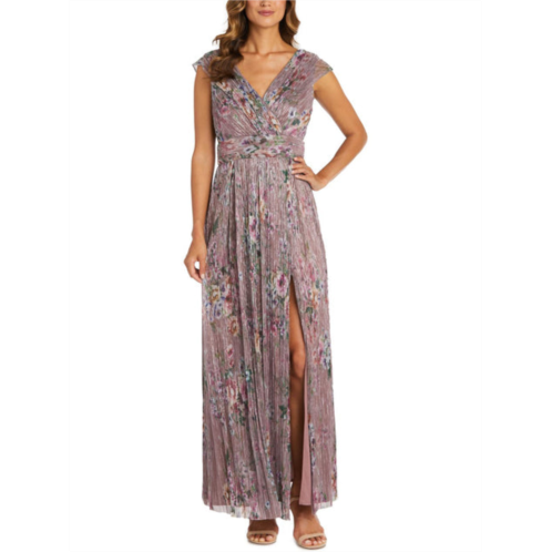 R&M Richards womens metallic maxi evening dress