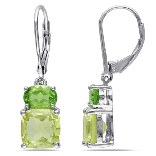 Mimi & Max 5 7/8ct tgw peridot and lemon quartz leverback earrings in sterling silver