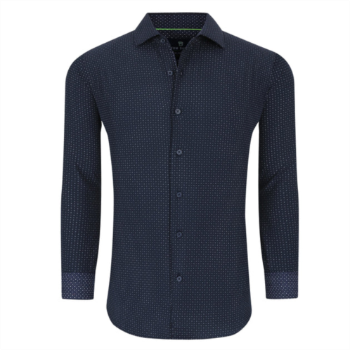 Tom Baine slim fit performance long sleeve geometric button down