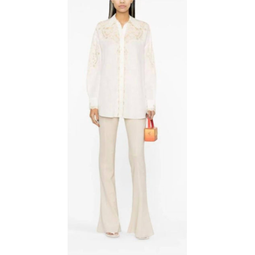 Zimmermann womens laurel embroidered top in ivory/cream