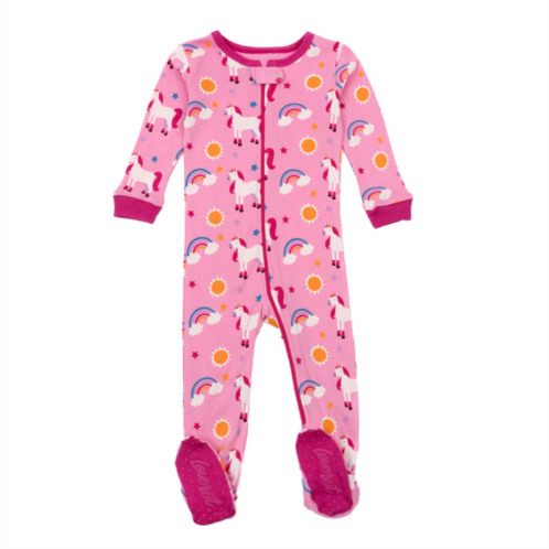 Leveret kids footed cotton pajamas unicorn rainbow