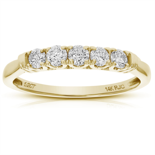 Vir Jewels 1/2 cttw 5 stone diamond ring engagement bridal 14k white or yellow gold round prong