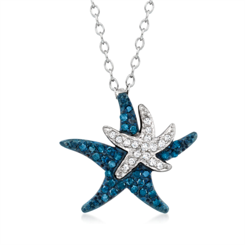 Ross-Simons blue and white diamond starfish pendant necklace in sterling silver