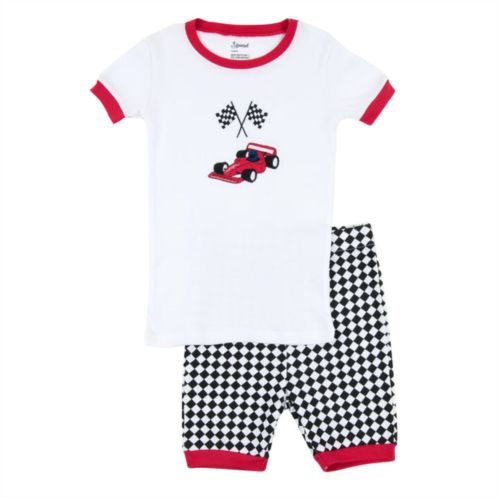 Leveret kids two piece cotton short pajamas racing car