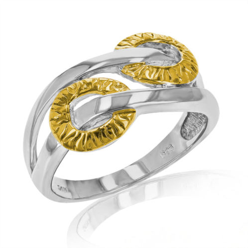 Vir Jewels two row fashion ring with design in yellow gold plated over .925 sterling silver